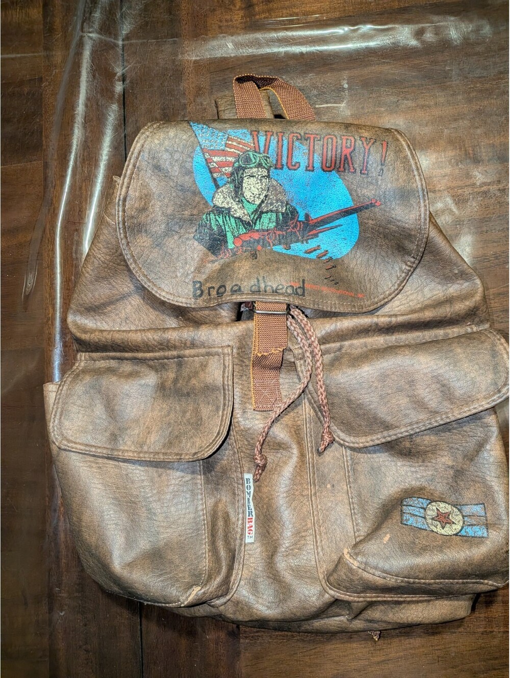 Broadhead FLY Boys Brown Bomber Bag Backpack Victory DISNEY PROMO RARE!